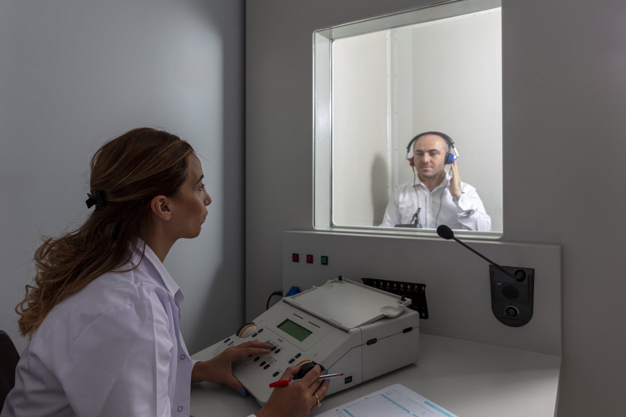 Man undergoing a hearing test